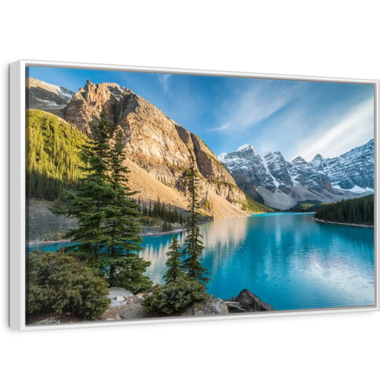 Lac Moraine Glorious, Cadre flottant blanc, 40 po x 27 po