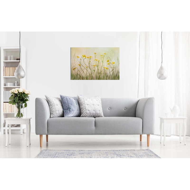 Panther Print Fine Art Prints Yellow Flowers Floral Garden Artistic Framed Canvas Prints, Pictures For Home Walls, Bedroom, Living Room & Bathroom Decor - Wrapped Canvas Art Prints