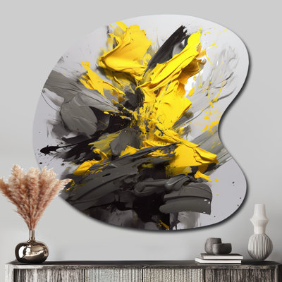 Clougher - Geometric Asymmetrical Metal Wall Decor, Yellow Irregular Shape Metal Art Print