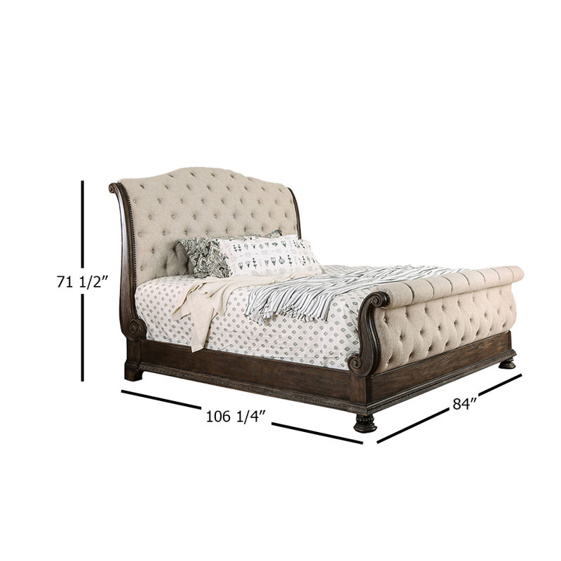Lit-bateau en bois massif et touffeté king Carncoagh