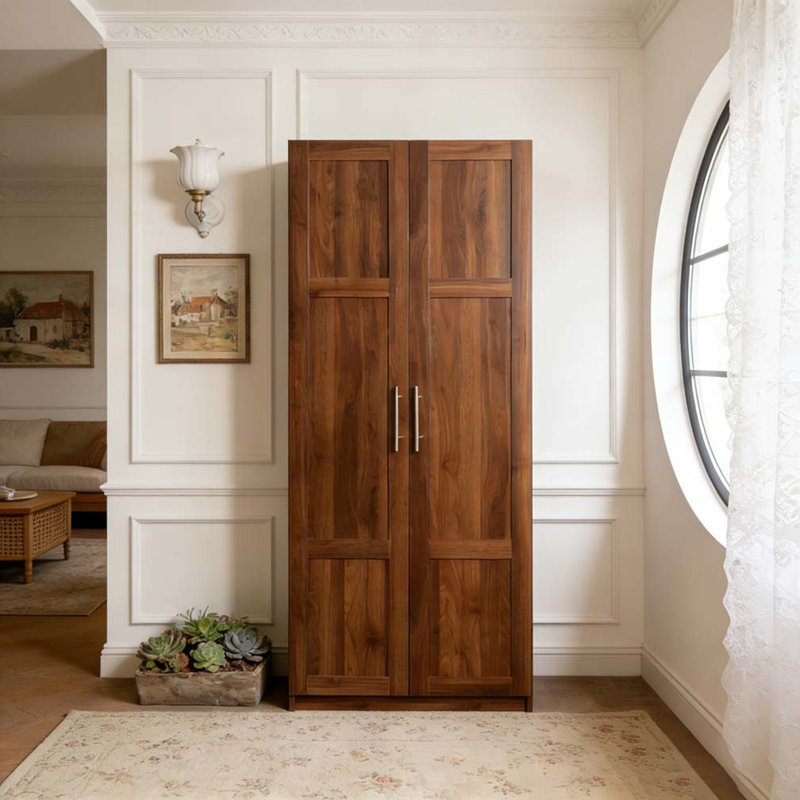 Garde-manger, armoires de rangement pour garde-manger avec 2 portes et 3 tablettes, Noyer