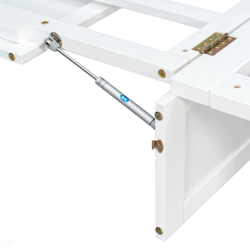 Grand lit escamotable avec grands tiroirs, White, Queen