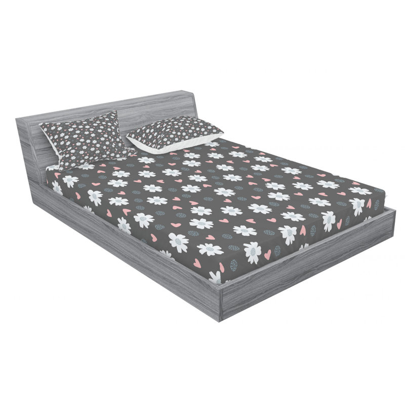 Microfiber Floral Sheet Set, Queen Sheet Set with Fitted Sheet