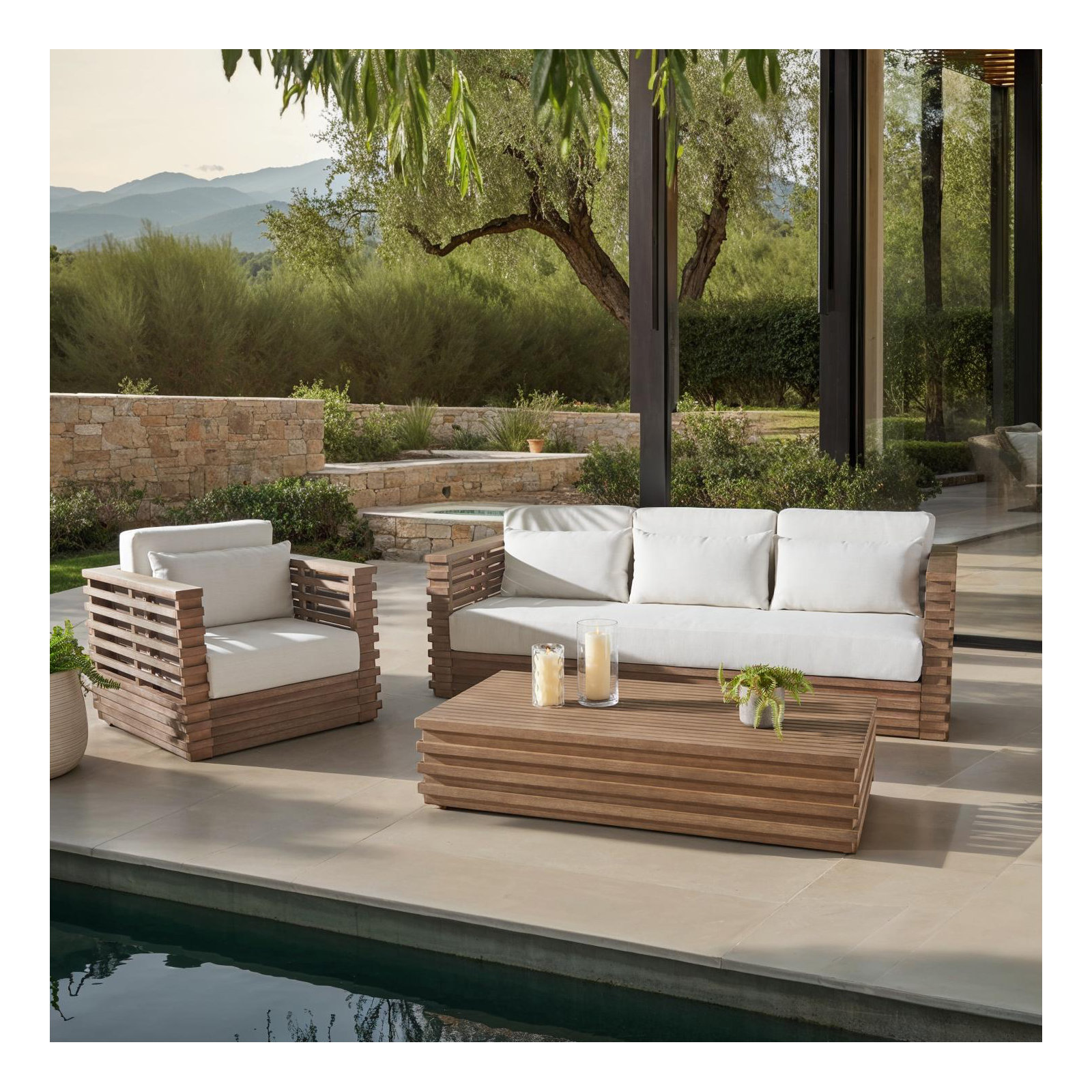 Priya 3-Piece Eucalyptus Outdoor Conversation Set