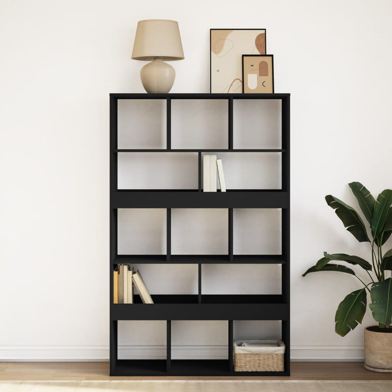 Andrika 100cm W Bookcase, Black, 156.5cm H x 100cm W x 33cm D