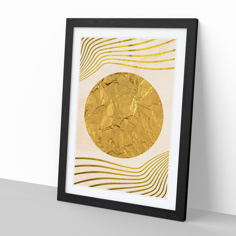 Golden Sun - Picture Frame Graphic Art, 65cm H x 48cm W x 2cm D, Black Framed