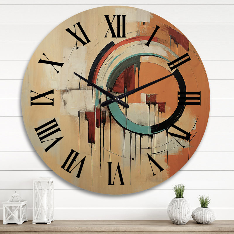 Horloge murale en bois massif Varshini, Très grand
