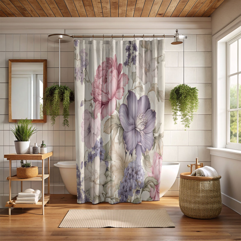 Rideau de douche 1 pièce Soft Whimsy, H 74 po x l 71 po