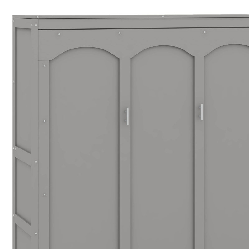 Grand lit escamotable avec tablettes, Gris