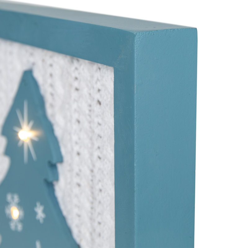 Arbre de Noël illuminé joyeuses fêtes avec texture en tricot torsadé - 12 po