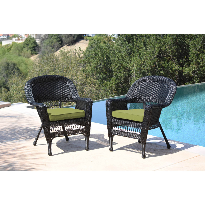 Chaise de patio avec coussins Burrowes, Vert, gris