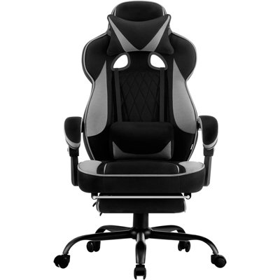 Inbox Zero Adjustable Reclining Ergonomic Swiveling PC & Racing Game Chair with Footrest