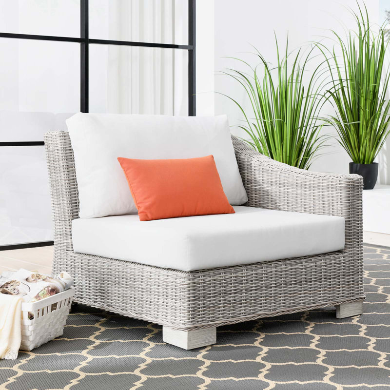 Fauteuil d'extérieur en rotin Conway, Sunbrella® blanc