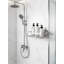 Serviteur de douche adhésif blanc avec crochets, tablette de rangement murale sans perceuse, organisateur en acier inoxydable antirouille pour les essentiels de la douche