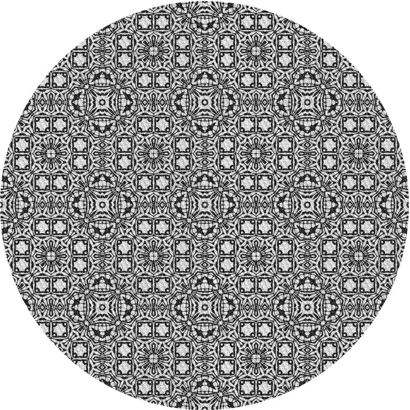 Tapis gris tissé à la machine, Rond 4 pi
