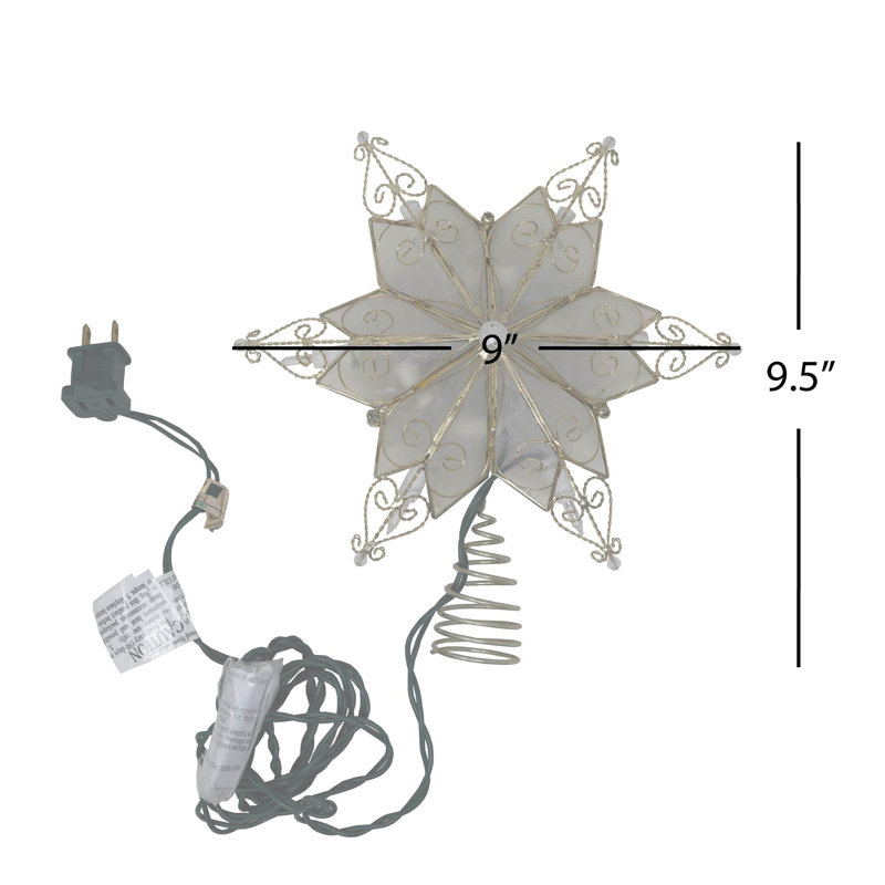 Brass Finish 9.1-Inch Capiz Star Christmas Tree Topper