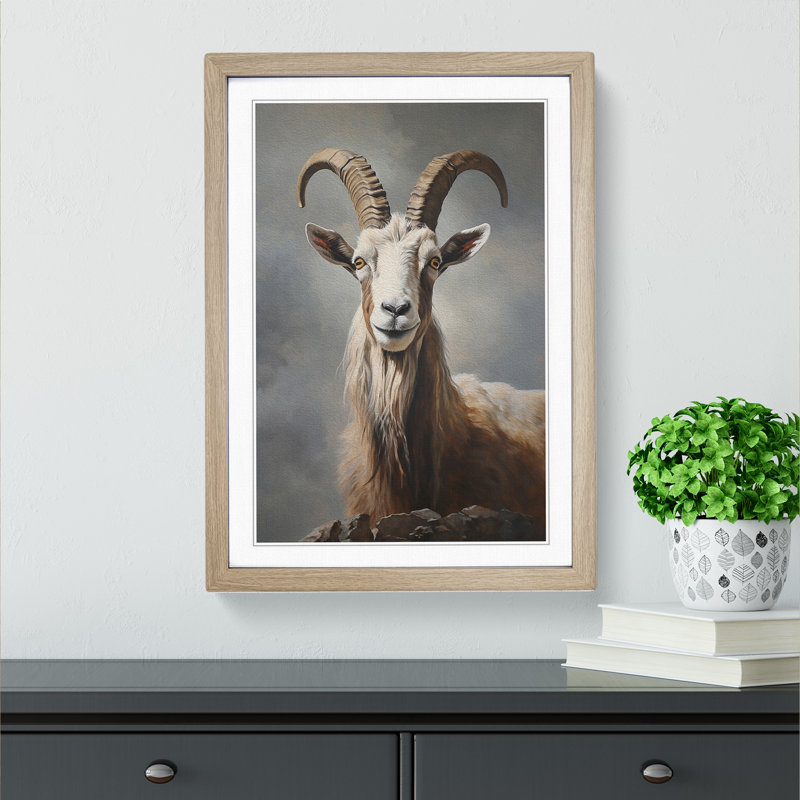 Goat Hard Edge Painting - Single Picture Frame Print on Wood