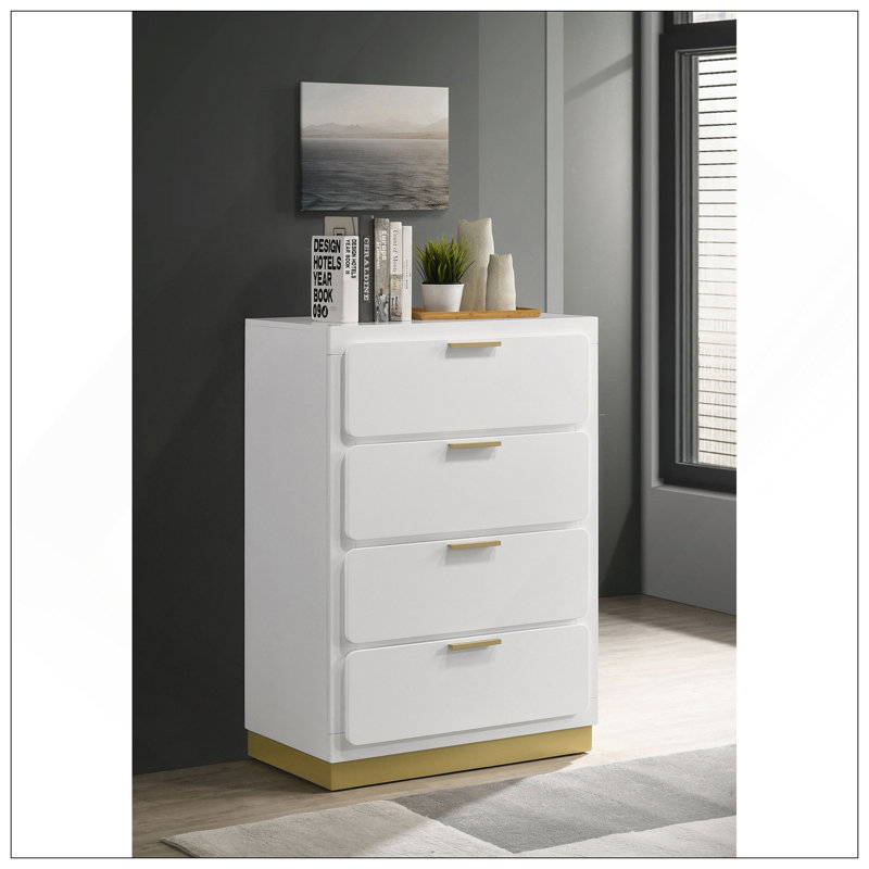 Commode 4 tiroirs Sophia, Blanc