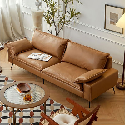 Modern brown oversized leather sofa
