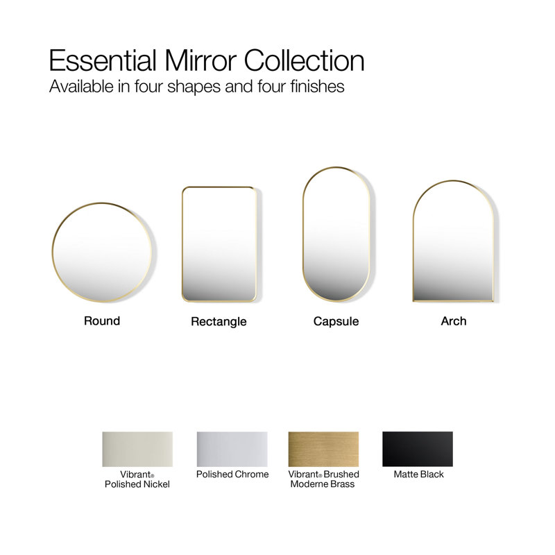 Essential Decorative Bathroom / Vanity Mirror, Moderne Brushed Gold, 36" x 18"
