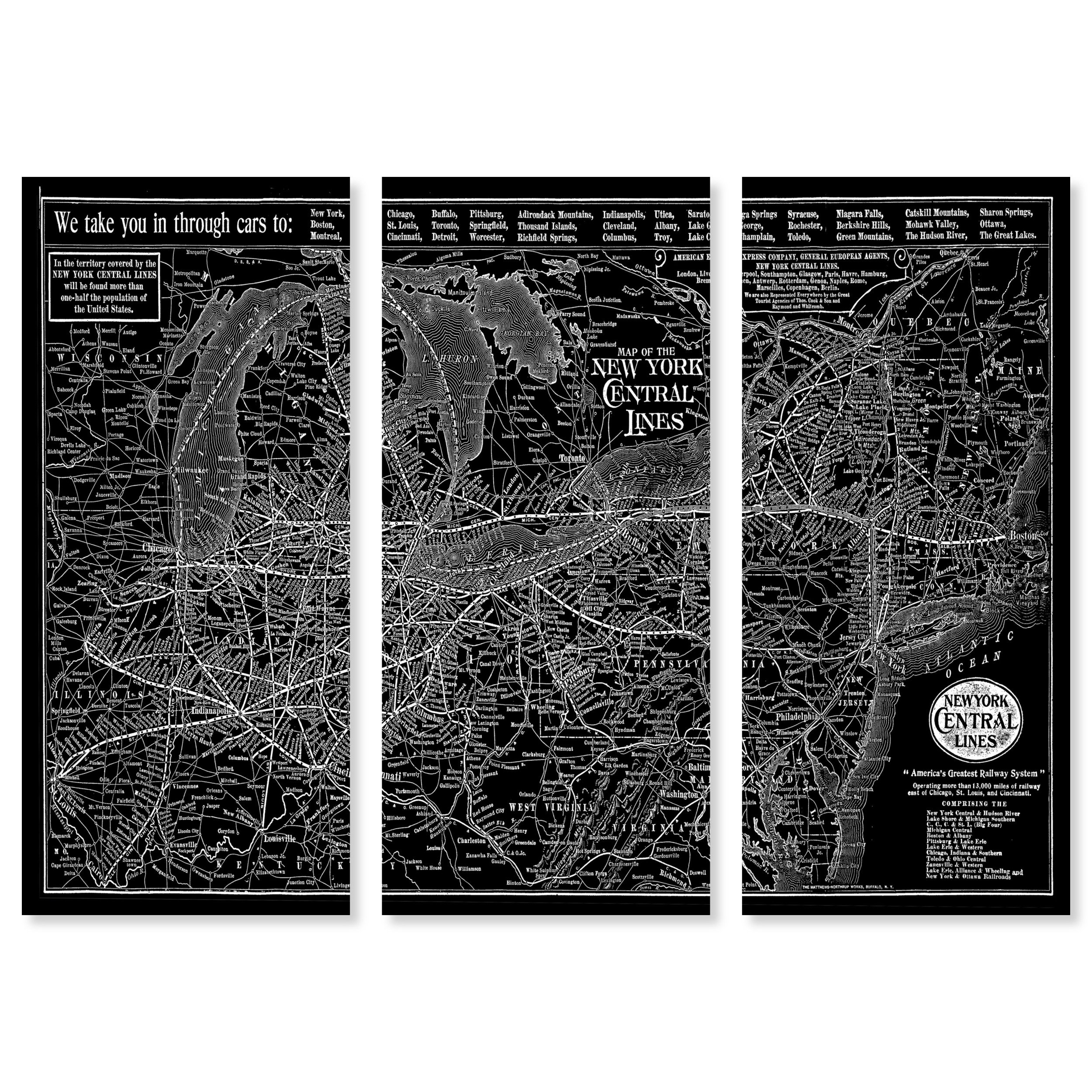 Framed New York City Map Dyptich, Wall Art