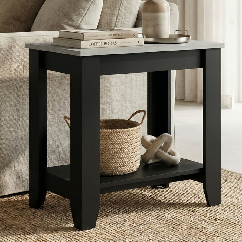 Table de bout avec rangement Weddel Basilico, Matte Black/Dusty Gray Oak