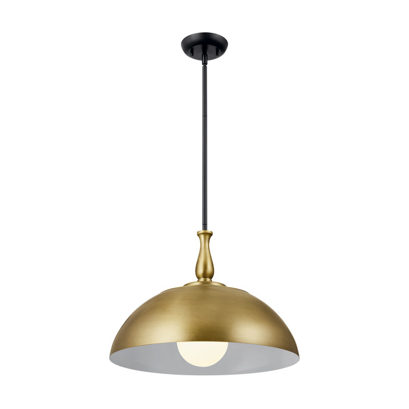 1 - Light Single Pendant, Natural Brass, 16.25" H x 18" W x 18" D