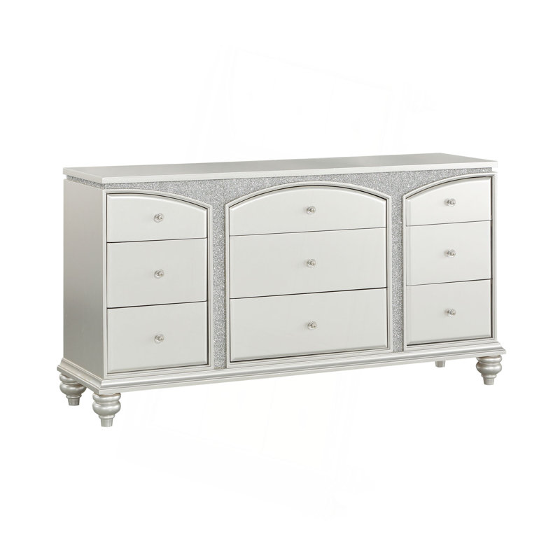 Commode Glam avec accents Sparkle et boutons en cristal