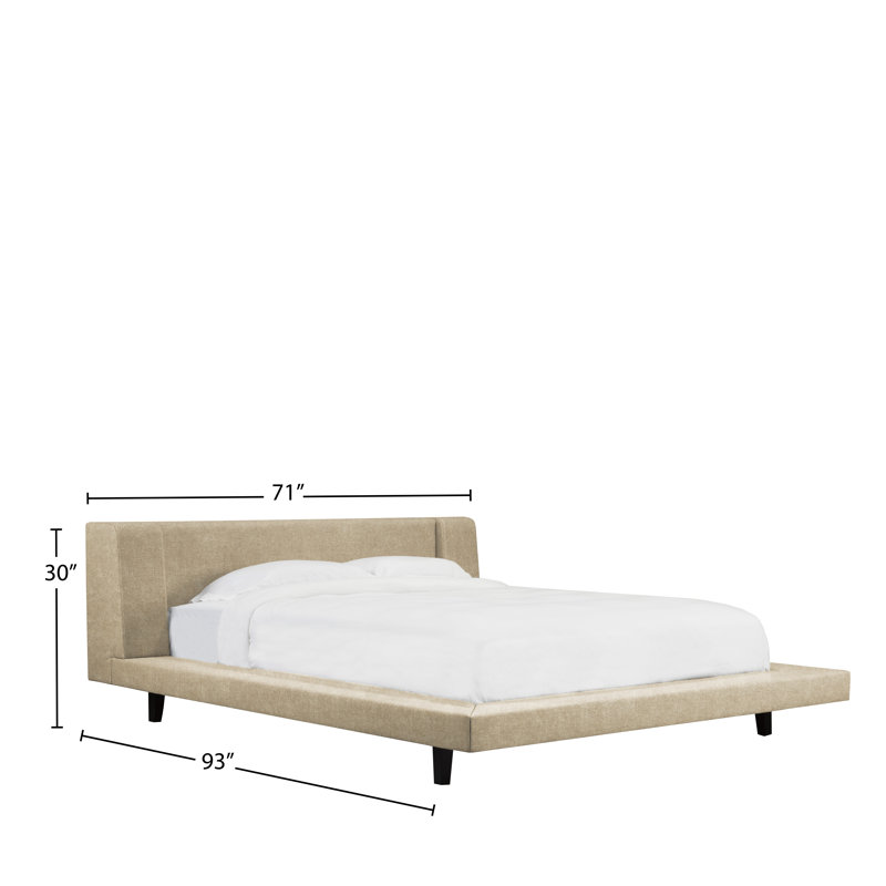 Lit plateforme en tissu d’ameublement Haslingden, Sable, Double
