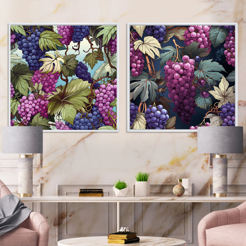 Watertown - Ensemble de 2 collages carrés tropicaux, Cadre flottant blanc, H 36 po x l 73 po