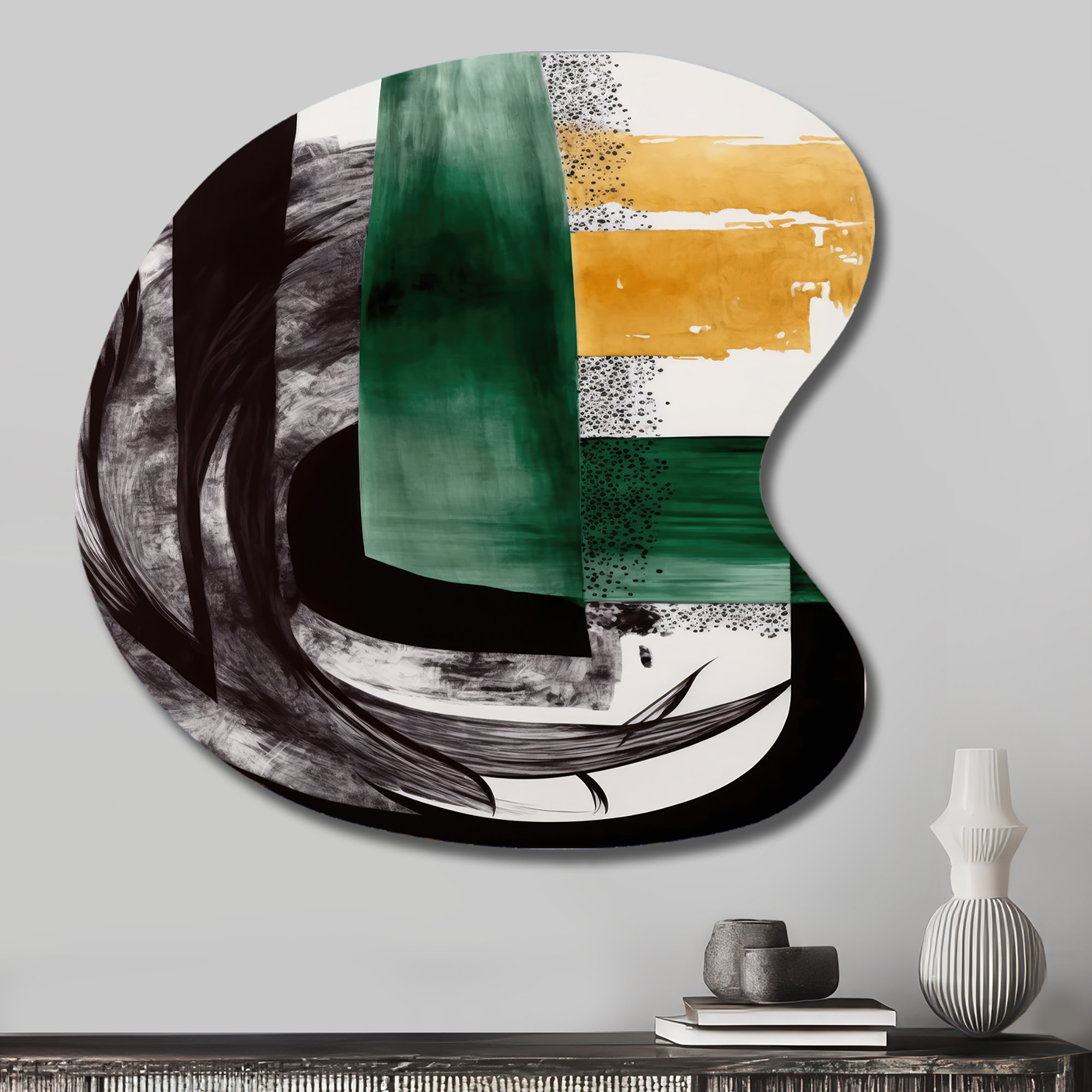 Ivy Bronx Modern Green Art Deco VI - Abstract Transitional Drop Shape ...