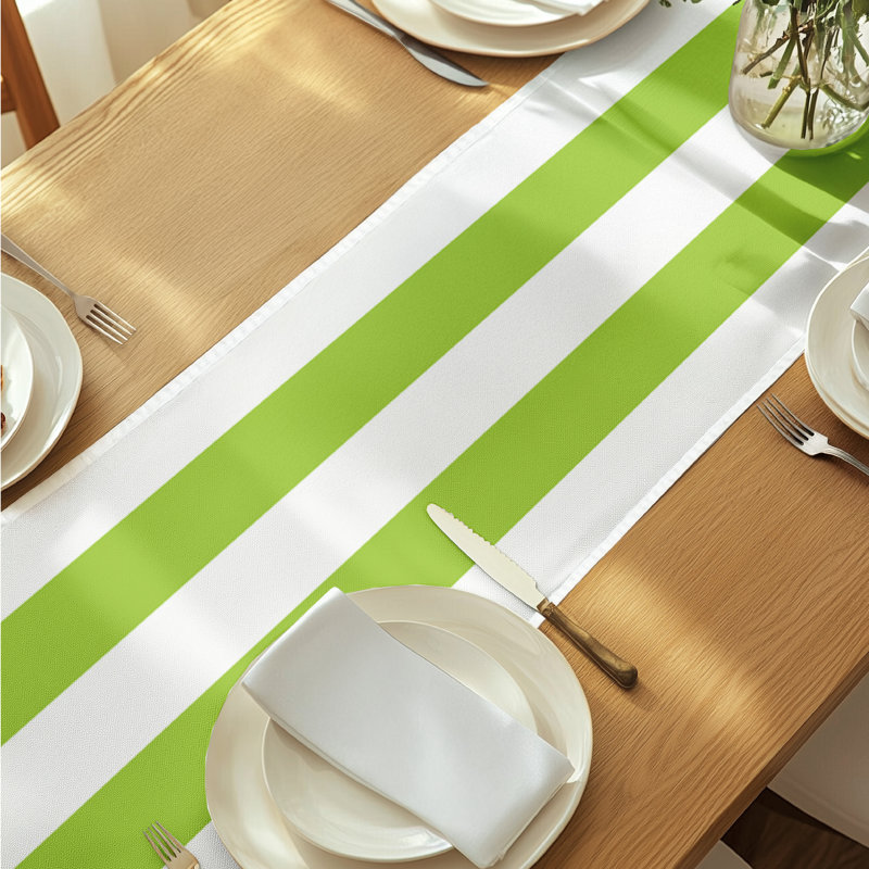 Lime Striped Table Runner 72" x 12", 72" L x 12" W, Lime