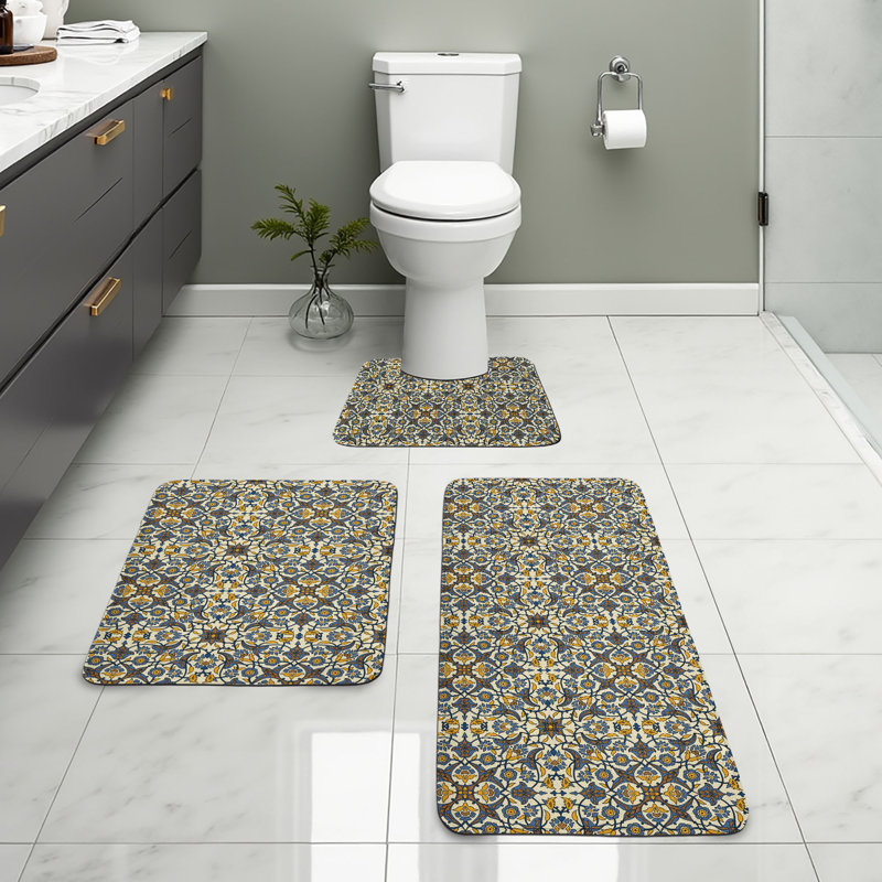  Ensemble de tapis de salle de bain turc à motif turc 3 pièces