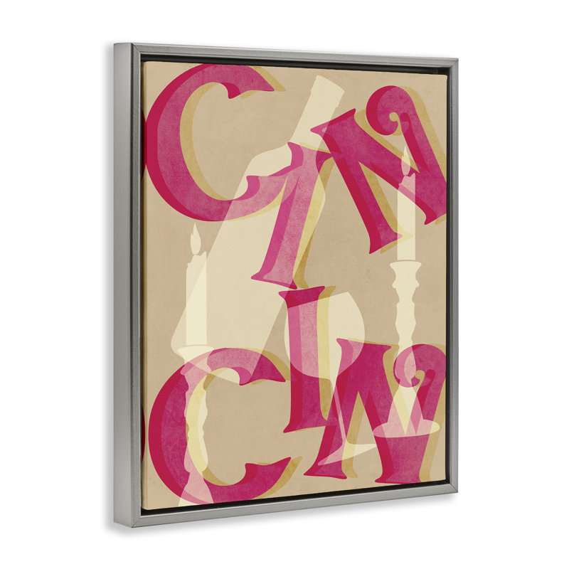 Cadre flottant Cheers Wine & Candles, design par Lil 'Rue, H 31 po x l 25 po, Cadre flottant gris lustré