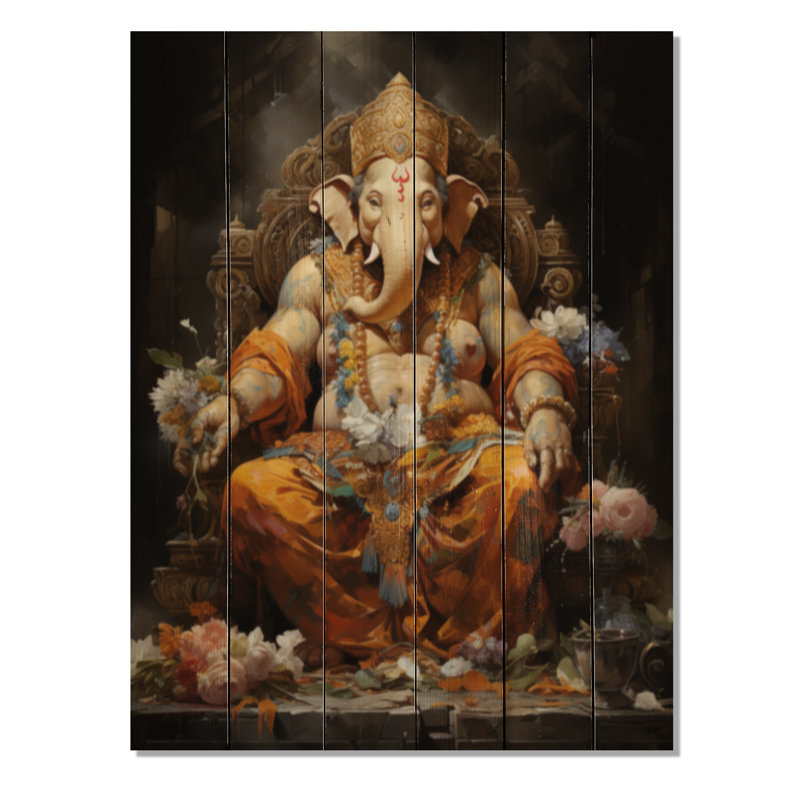 «Hinduisim Art Ganeshas Blessing II» sur impression sur bois, H 32 po x l 24 po x P 0,78 po