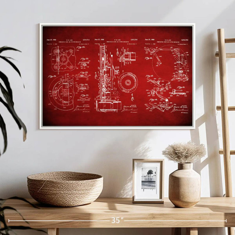 Mécanisme combiné de son et image II, 13 po x 9 po, Cadre flottant en noyer