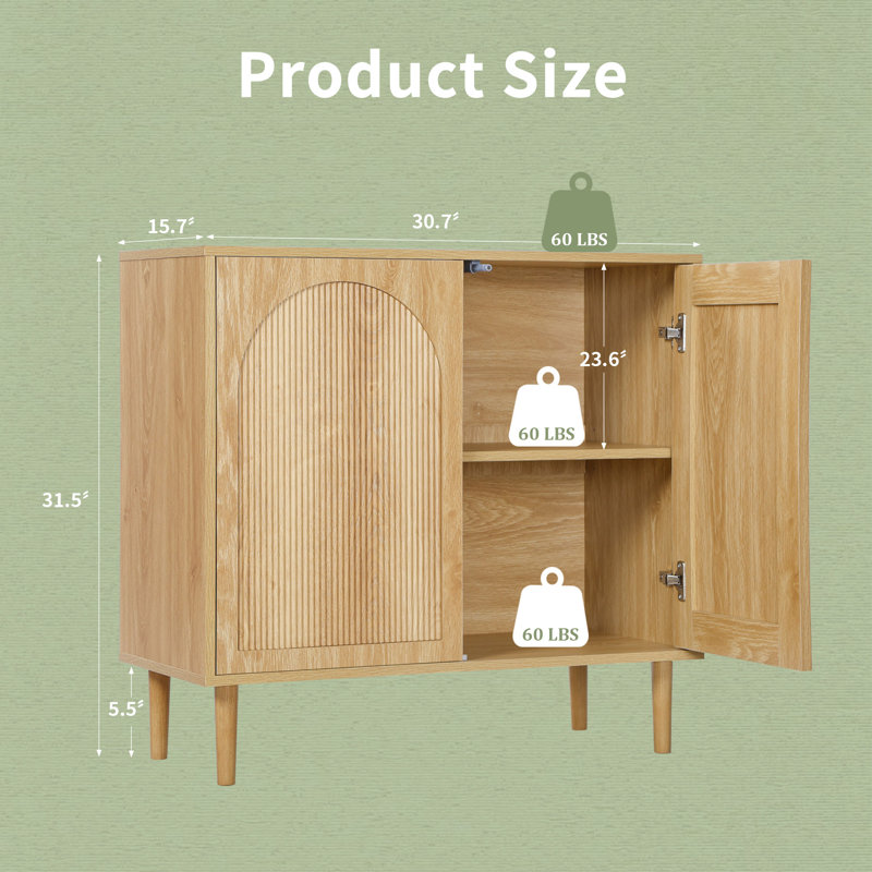 GrimOrie 30.7"W 2-Door Accent Cabinet, Natural