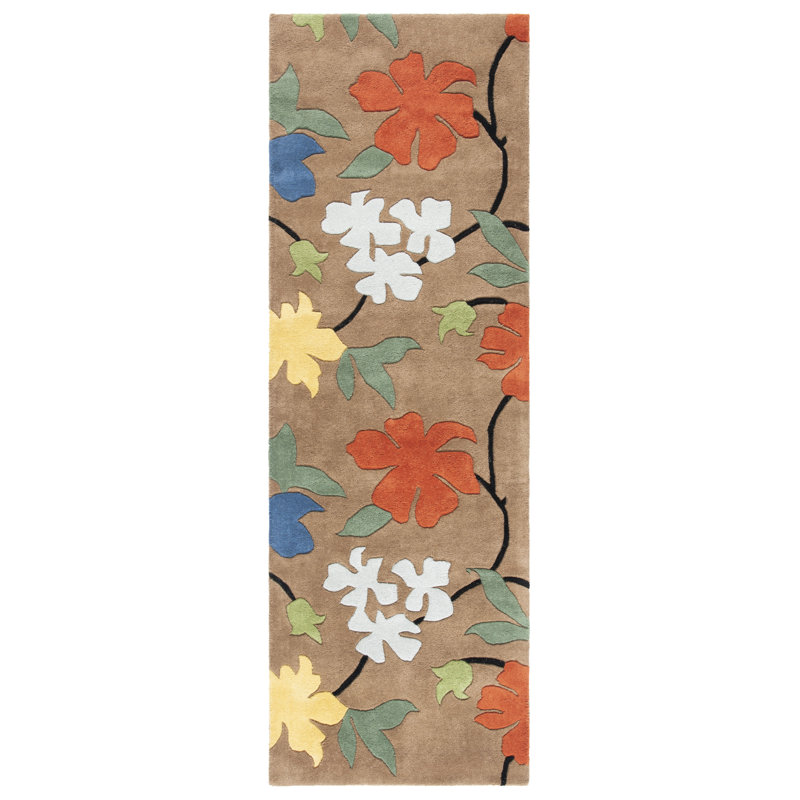 Soho Hand Tufted Wool And Viscose Floral Rug, Runner 2'6" x 12'