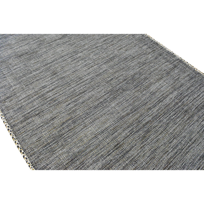 Tapis gris en laine fabriqué à la main Dhurrie, Rectangle 2 pi x 3 pi