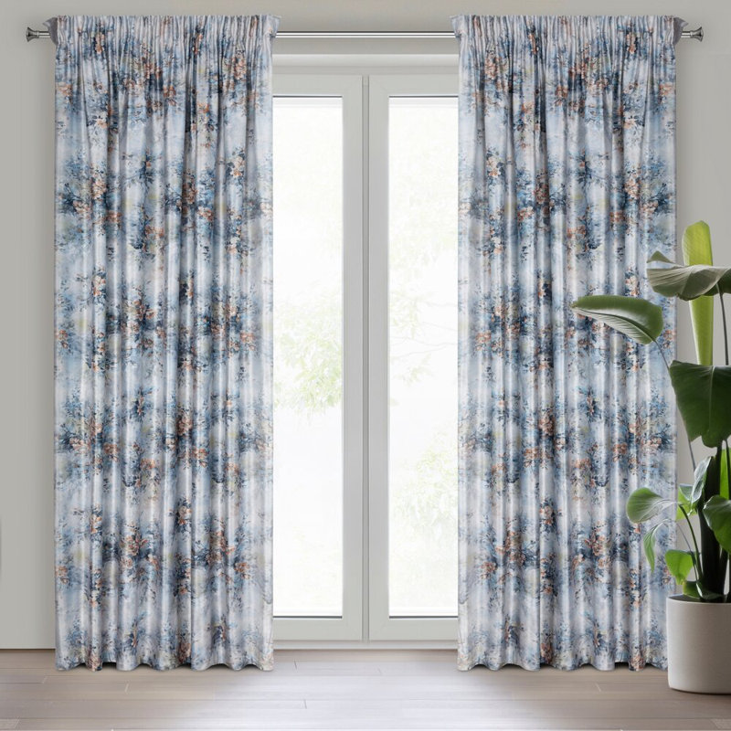 Lewiston 100% Polyester Blackout Curtain Single Panel, Blue