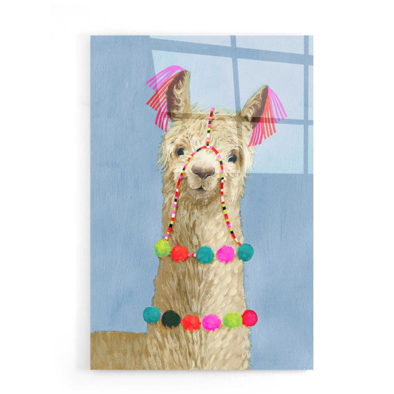 «Adorned Llama III» par Victoria Borges, art mural acrylique, H 24 po x l 16 po x P 0,2 po