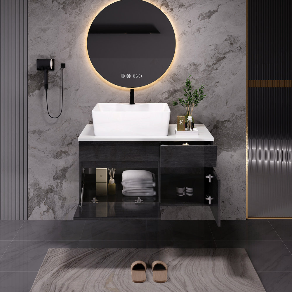 Wrought Studio Compact Floating Single Bathroom Vanity With Sink ...