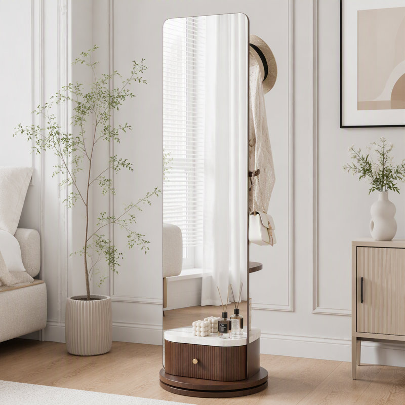 Miroir pleine longueur 70 po x 19 po avec support et portemanteau