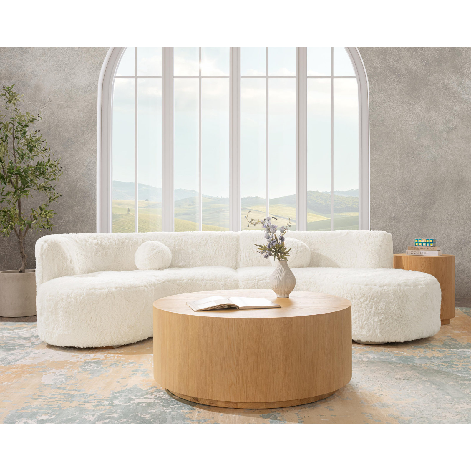 Octavia 2 - Piece Upholstered Curved Sectional, Vanilla Plush