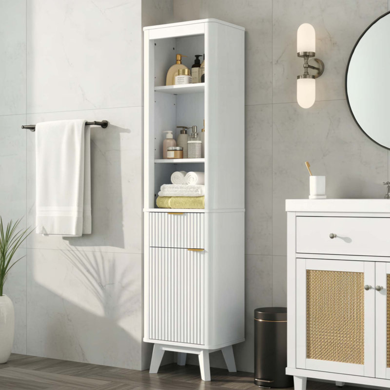 Tall Bathroom Storage Cabinet,for Bathroom,Living Room,Entryway and Kitchen, White