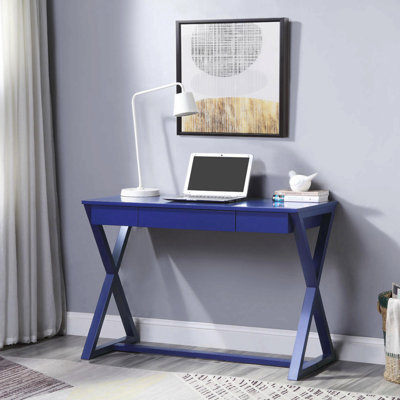 Bureau d'écriture rectangulaire avec 1 tiroir, bleu crépuscule