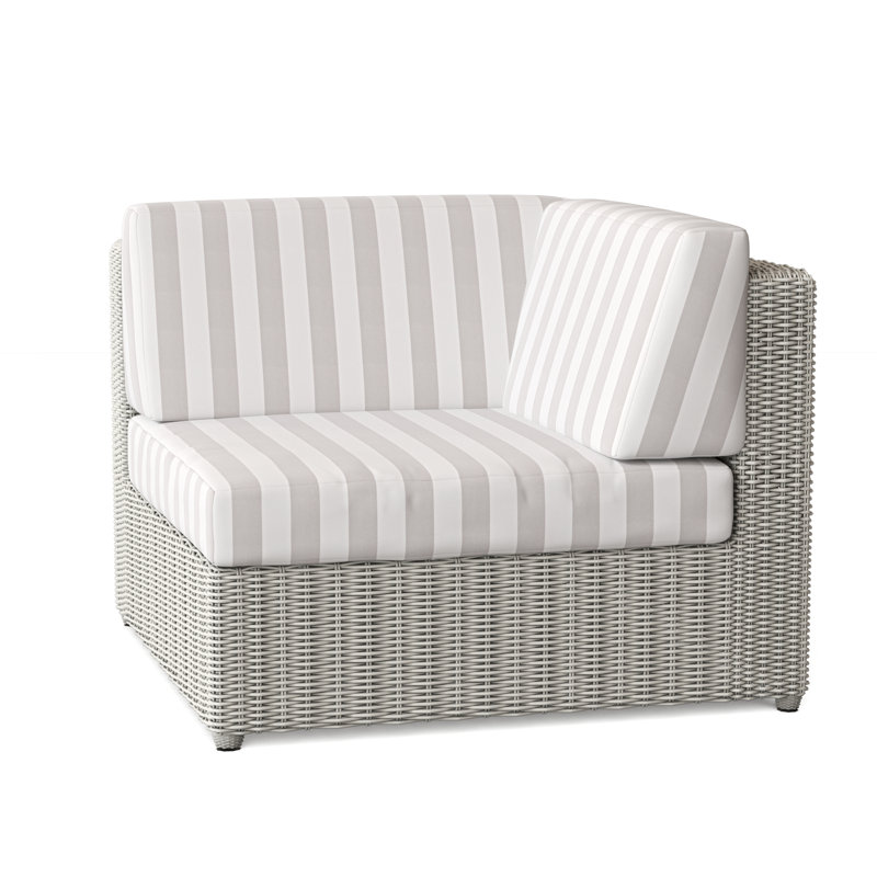 Sag Harbor Outdoor Corner Wedge Lounge Chair, Sag Harbor Classic White, Canvas Rain
