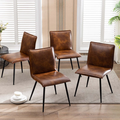 Chaise d'appoint de style campagnard moderne en cuir vieilli de 19 po de large Keava