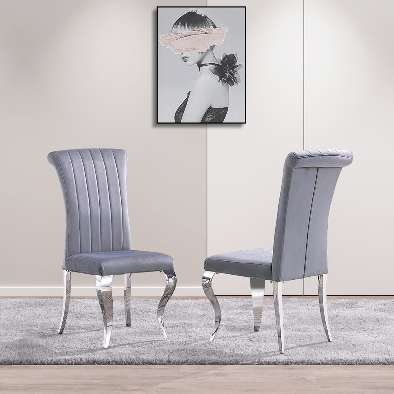 Chaise en velours Franciska, gris, Argent