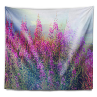 Tapisserie en fleurs mauves